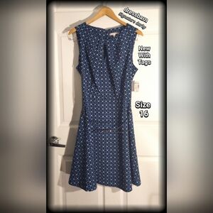 NWT Dressbarn Signature Darby plus size sleeveless a line belted keyhole accent